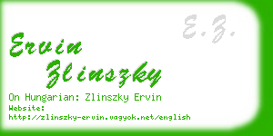 ervin zlinszky business card